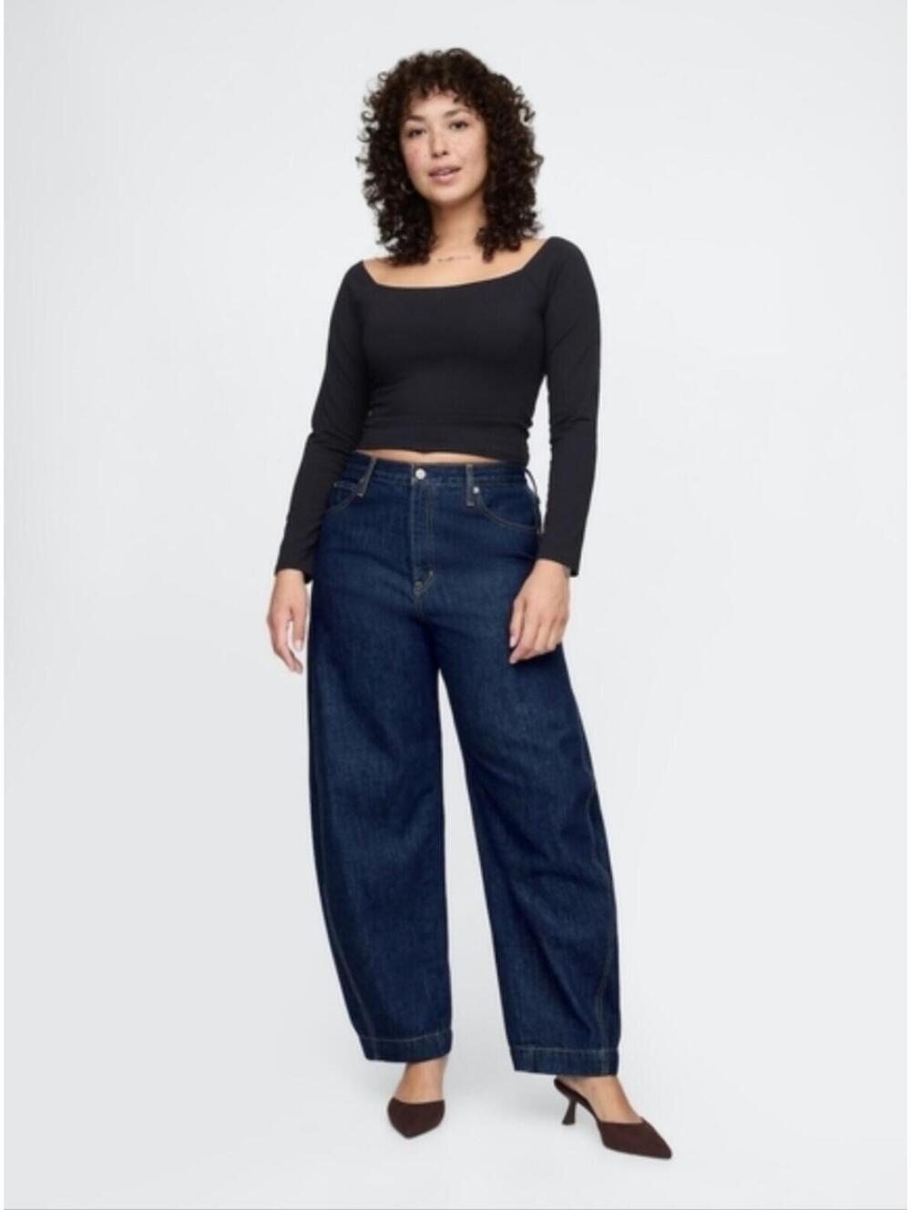 NWT GAP High Rise Barrel Jeans dark rinse